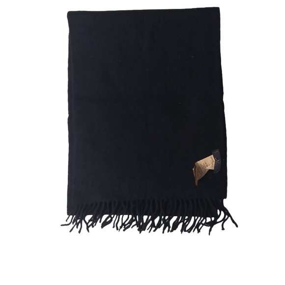 Vintage Versace Solid Black Wool Scarf Scarves - Picture 1 of 8